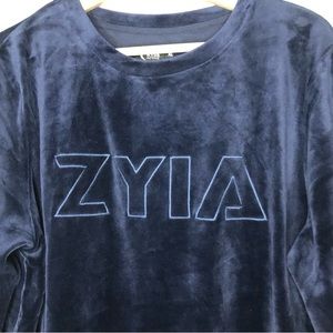 ZYIA Active Navy Velour Logo sweatshirt